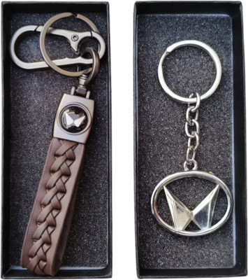 JNV Brown Leather Keychain With Logo Keychain Compatible With Mahindra Car Key Chain