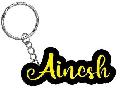 SY Gifts Ainesh Name Black Yellow Name Keychain Key Chain