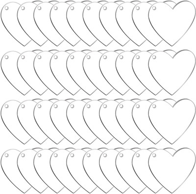 Maitri Pack Of 40 Acrylic Heart Shape Keychain With Keyrings, Art & Craft Work Key Chain