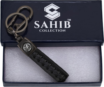 Sahib Collection Leather Choti Keychain Keyring with Metal Hook for Car| Bike (Black) Pack-1 Key Chain