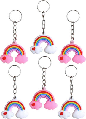 AMANVANI 3D Cartoon Silicone Rainbow Keychain For Girls And Boys Return Gift For Kids Key Chain