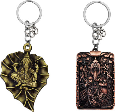 M Men Style Lord Ganesha Om Metal Key Ring – Keychain for Car, Bike & Office Skey590-607 Key Chain