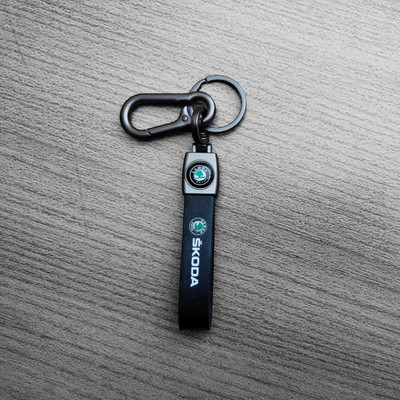 JNV Leather Keychain Compatible With Skoda Car Kushaq | Slavia | Octavia | Car Key Chain