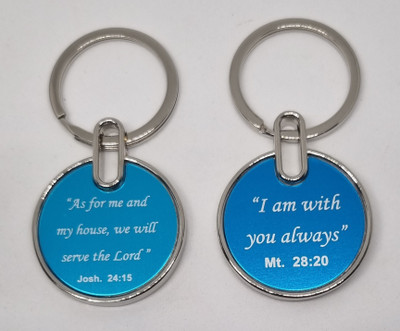 BLESSINGS Set Of 2 Blue B Bible Verses Key Chain