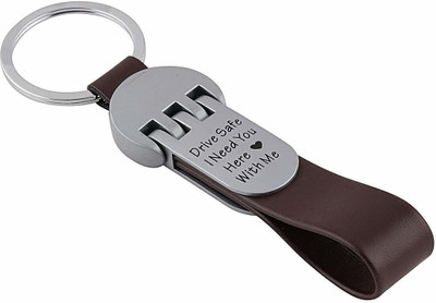 GKCH keychain-Drive Safe I Need You Here with Me Brown Colored Key Chain