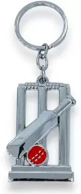 BIZOLO Steel Wicket & Bat Boll Key Chain ( Pack Of 1 ) Key Chain