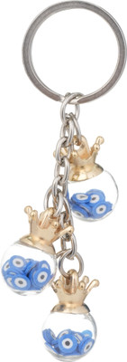 twilight shine Blue Evil Eye Keychain with Crowns Key Chain