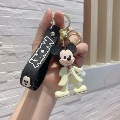 WHITE POPCORN Mickey Wedding Dress Up 3D Keychain |Strap Charm & Hook | Key Chain