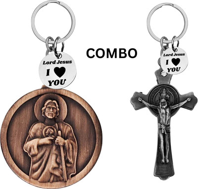 M Men Style Lord Jesus Keychain Combo– Sacred Heart Religious Keyring Set SkeyCom629-664 Key Chain