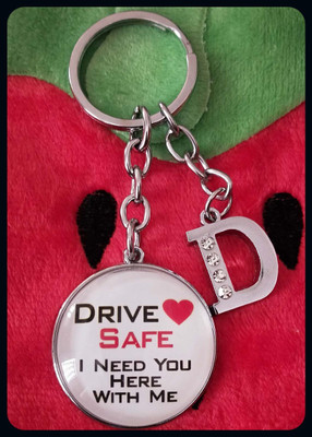 Meeko.com D letter with Glass drive safe key chain 01-A Key Chain