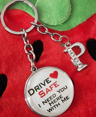 Meeko.com P letter with Glass drive safe key chain 0p Key Chain