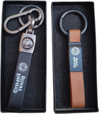 JNV Stylish | Brown Leather Keychain Compatible With BULLET Bikes | Pack Of 2 | Key Chain