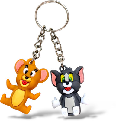 UNIQUEZS 3D Cute Tom and Jerry Keychain For Girls and Boys 2PCs Tom & jerry keyring Key Chain