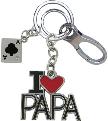 SHOKY LOOKS Beautiful & Attractive I Love Papa With Playing Desk Card Locking Lock Key Chain