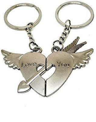 kenma Heart with Wings Arrow Love You Keychain Silver Key Chain