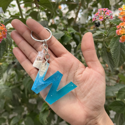 UniQ Creation Ocean Desin Resin Alphabet Keychain W Key Chain