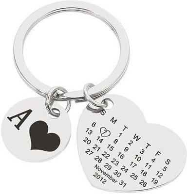 Myurawells A-Z Custom Special Date Calendar Keychain,Couples Keyring,Anniversary Gift Key Chain