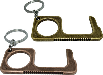 Get Fatang Multipurpose Touch Free Safe Key Pack of 2 Keychains Metal Covid Key (Brass Antique & Copper Antique) Key Chain