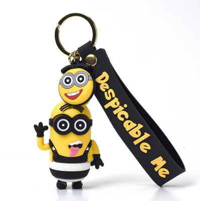 Daiyamondo Minion Small Double Eye In Jail Dress Despicable Me 3D keychain With Long Ribbon Key Chain
