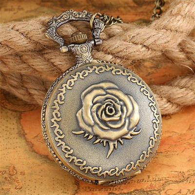 Tiny Tim Rose Vintage Pocket-Watch Antique Style Metallic Keychain Best Gift Key Chain