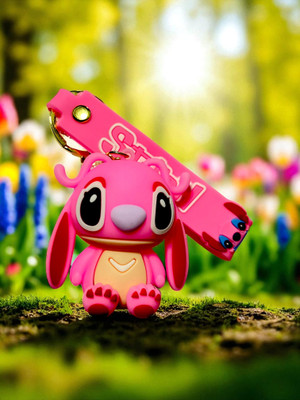 SSAppliances Pink Stitch Silicone Keychain | Cute 3D Character Keyring with Rubber Strap Key Chain
