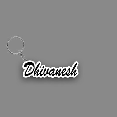 SY Gifts SYG Dhivanesh Name Keychain White And Black Key Chain