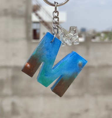 geetaspratiti M Alphabet Initial Resin Keychain Key Chain