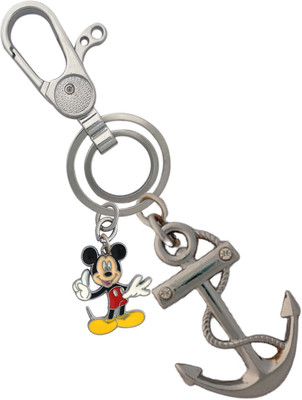 SHOKY LOOKS Beautiful Anchor Design Stainless Steel With Mickey Mouse Cross Locking Lock Key Chain