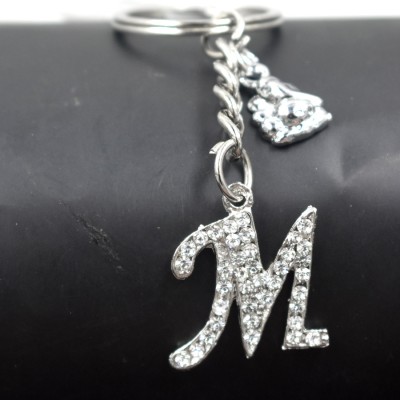 AFH ALPHABET M LETTER METAL MAHA GANPATI CHARM PROTECTIVE KEYCHAIN FOR CAR, BIKE Key Chain