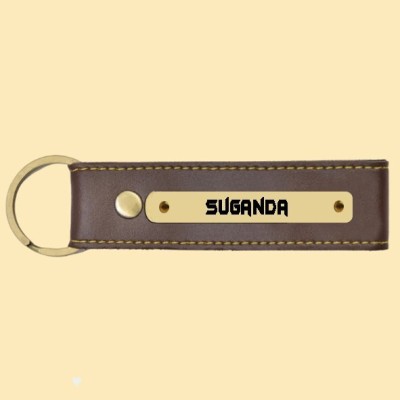 SY Gifts Suganda Name Brown Artificial Leather Keychain Key Chain