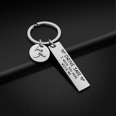 Myurawells Drive Safe Keychain Gifts for Husband Dad Boyfriend Couple Key Chain