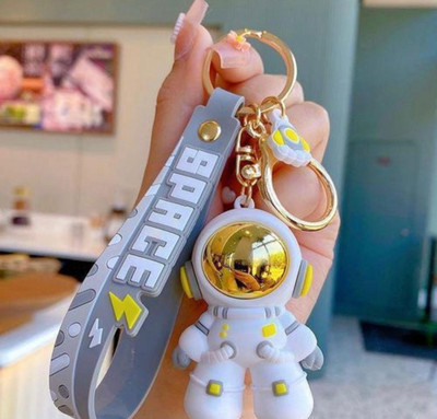 SRG Astronaut PVC Keychain with Strap and Charm with Hook Grey Key Chain