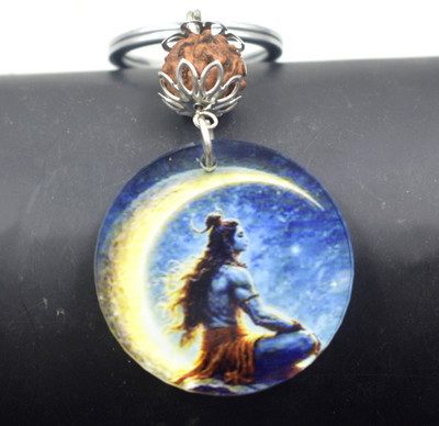 AFH Meditating Lord Mahadev Religious Rudraksha Acrylic Keychain For Men,Women Key Chain