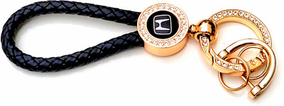 ADOREAL Honda Keychain And Keyring Black Rope Golden Ring Key Chain