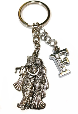 Meeko.com Radha Krishna with F Letter Key Chain 01k Key Chain