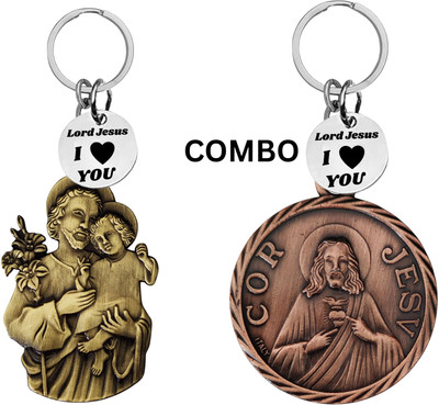 M Men Style Lord Jesus Keychain Combo– Sacred Heart Religious Keyring Set SkeyCom636-623 Key Chain