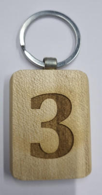 BLESSINGS 3 Number Wooden Key Chain