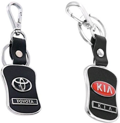 Jainsburys Combo of Toyota & Kia Logo Leather Hook keychain & Best Quality Keychain Key Chain
