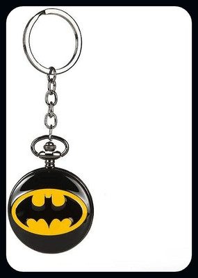 BBG BBG_Batman Black Yellow Premium Pocket Watch Metal Keychain Retro-A Key Chain