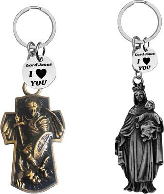 M Men Style Saint Michael & Our Lady of Mount Carmel Metal Keychain SkeyCom651-655 Key Chain