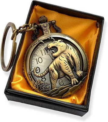 BBG NEW_Roaring Lion vintage style bronze metal pocket watch keychain Key Chain