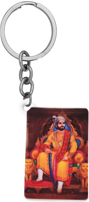 The Men Gift Religious Ch. Shivaji Maharaj Keyring Keychain Orange ShivKey2025223 Key Chain