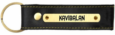 SY Gifts Kavibalan Name Black Leather Keychain Key Chain