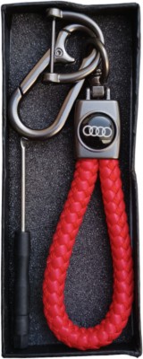 JNV Handwoven Leather Thread Keychain Compatible With Audi A4 | A6 Car Key Chain