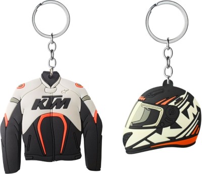 YAANATURAL KTM Double Side 3D Rubber Material Helmet,Jacket&Bike Keychain for KTM Lovers Key Chain