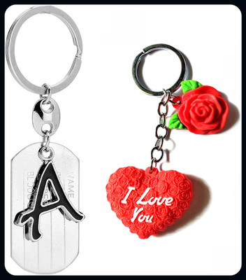 Meeko.com Red Heart Rubber With A Letter Bike Key Chain 0f67-A Key Chain