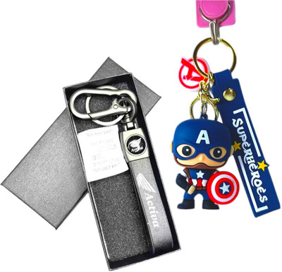 NSV Combo Honda Activa Scooty Hook Keychain and Superhero Captain America Keychain Key Chain