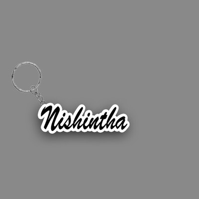 SY Gifts SYG Nishintha Name Keychain White And Black Key Chain