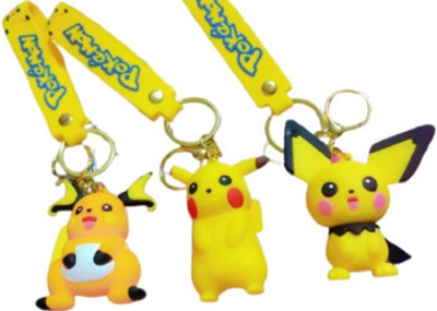 ZUPHAAR Cute Pokemon 3D Keychains – Pikachu & Friends Set with Hook Strap Key Chain