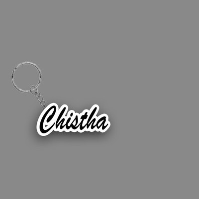SY Gifts SYG Chistha Name Keychain White And Black Key Chain